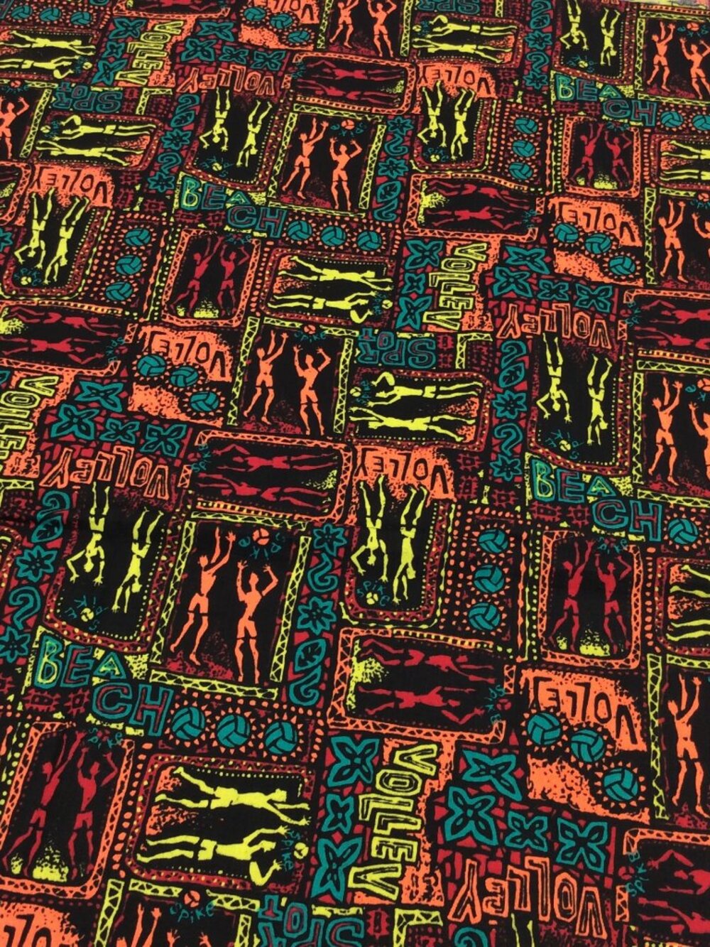 Cotton Sports Volleyball Balls Spike Beach Fabric Print Fluorescent Colors 2 yds